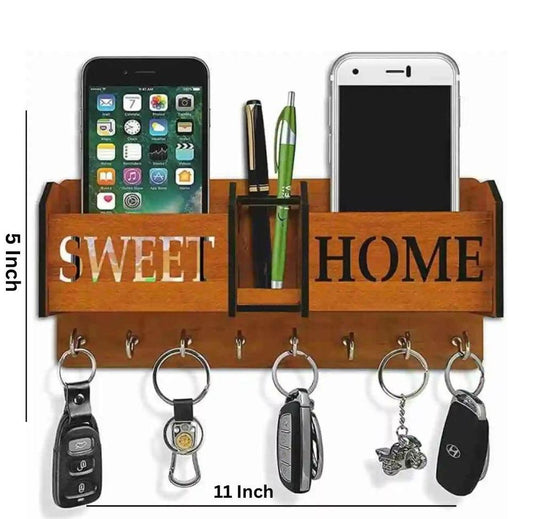 Wooden key and mobile holder