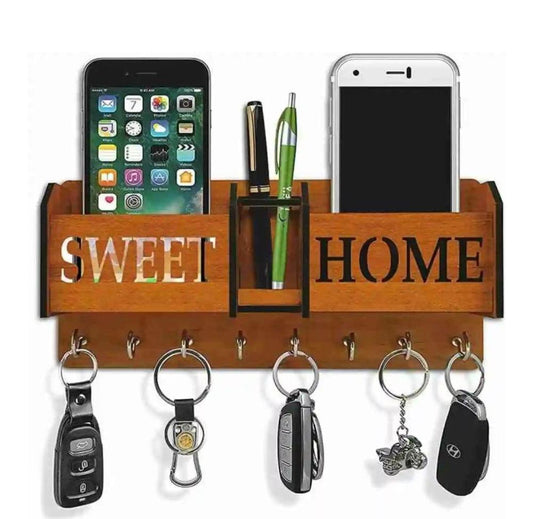 Wooden key and mobile holder